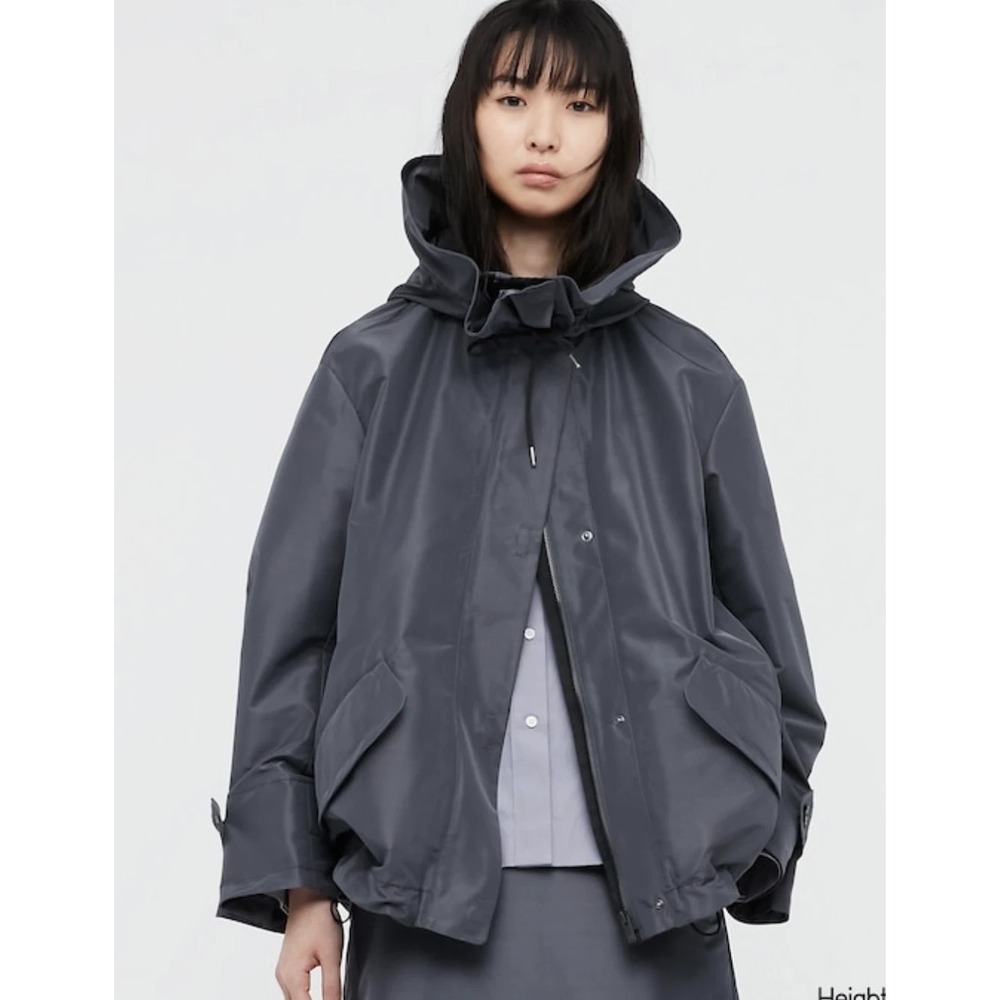 collector's item +J Uniqlo Jil Sander gray silk parka XS